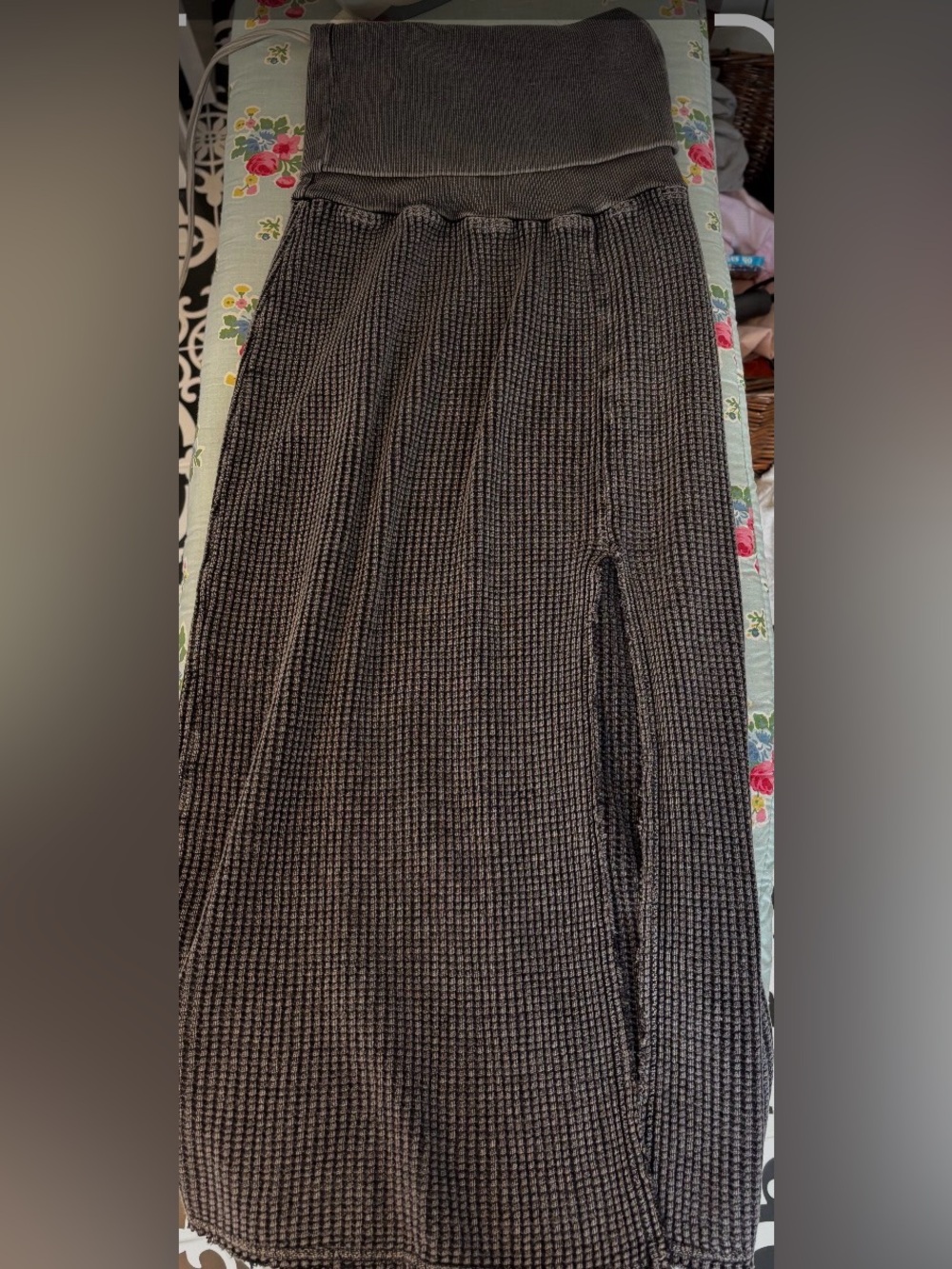 Free People Knit Gray Knit Skirt with fold over waist- Classic Gray